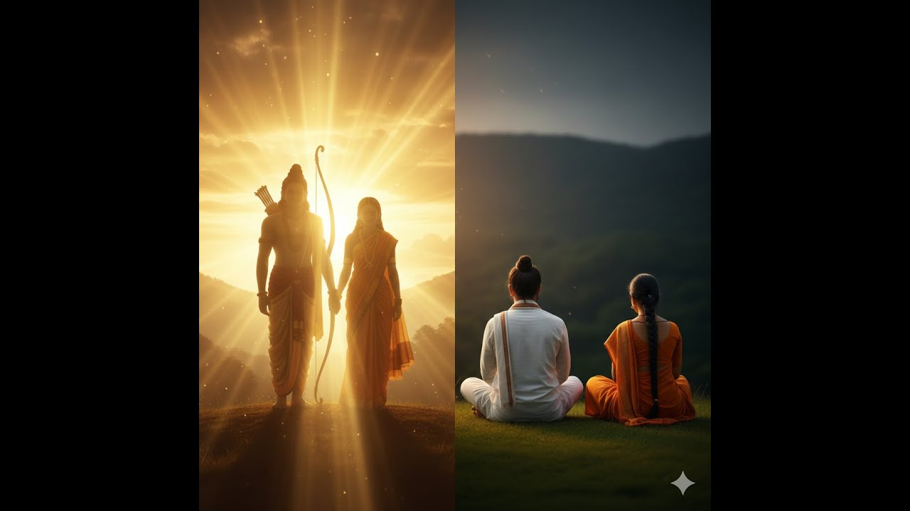 Sita Ram Kahiye 🙏 | Divine Ram–Sita Shadows | Soulful Ram Bhajan