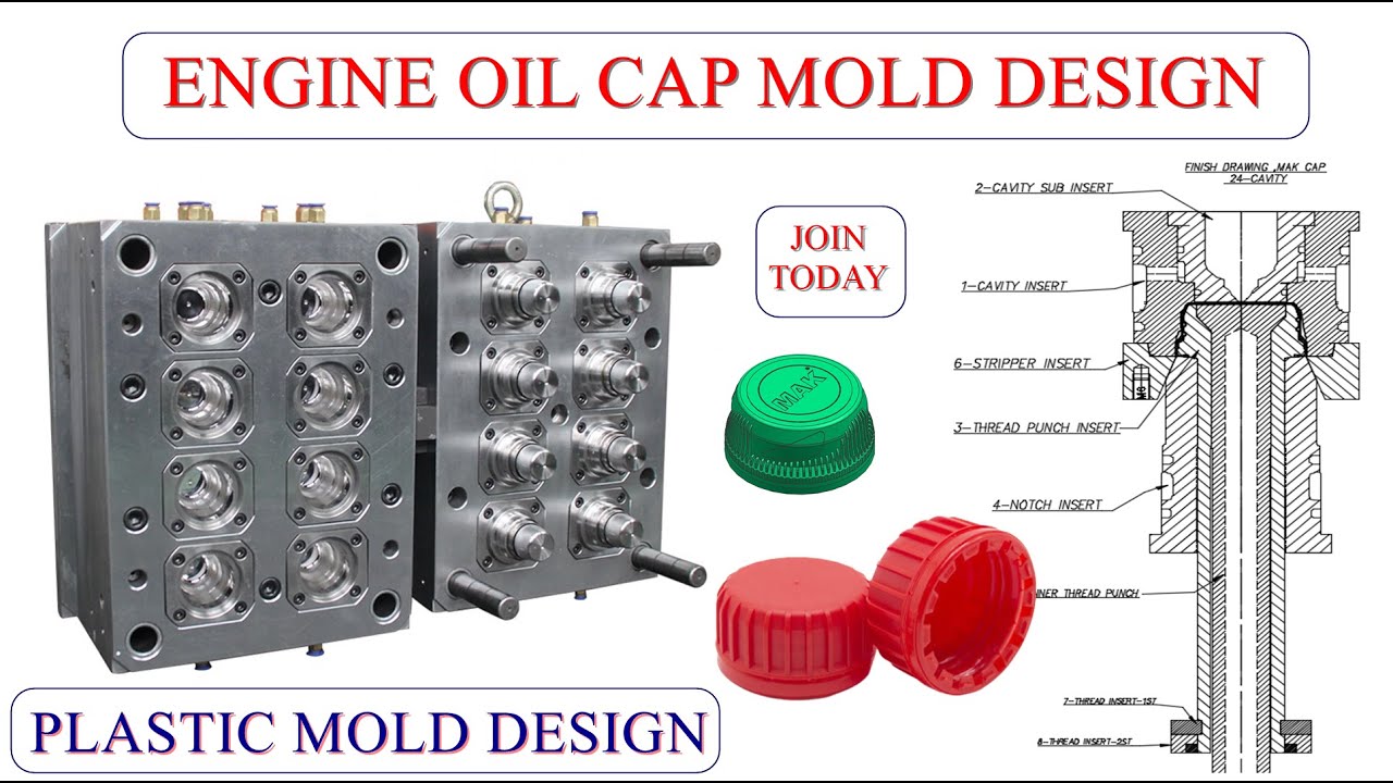 ENGINE OIL CAP MOLD DESIGN - PLASTIC INJECTION MOLD DESIGN OIL CAP 38 mm-CIM DESIGN SOLUTION-ABHIJIT