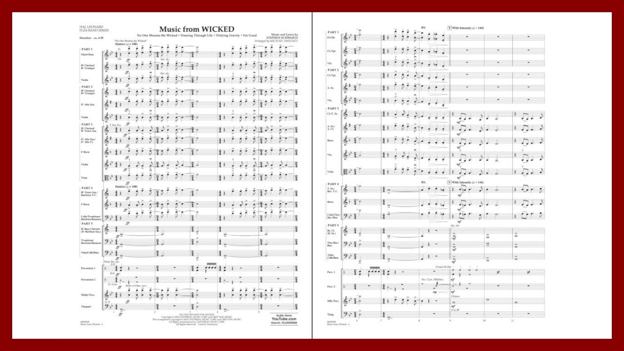 Music from Wicked by Stephen Schwartz | Arr. Michael Sweeney