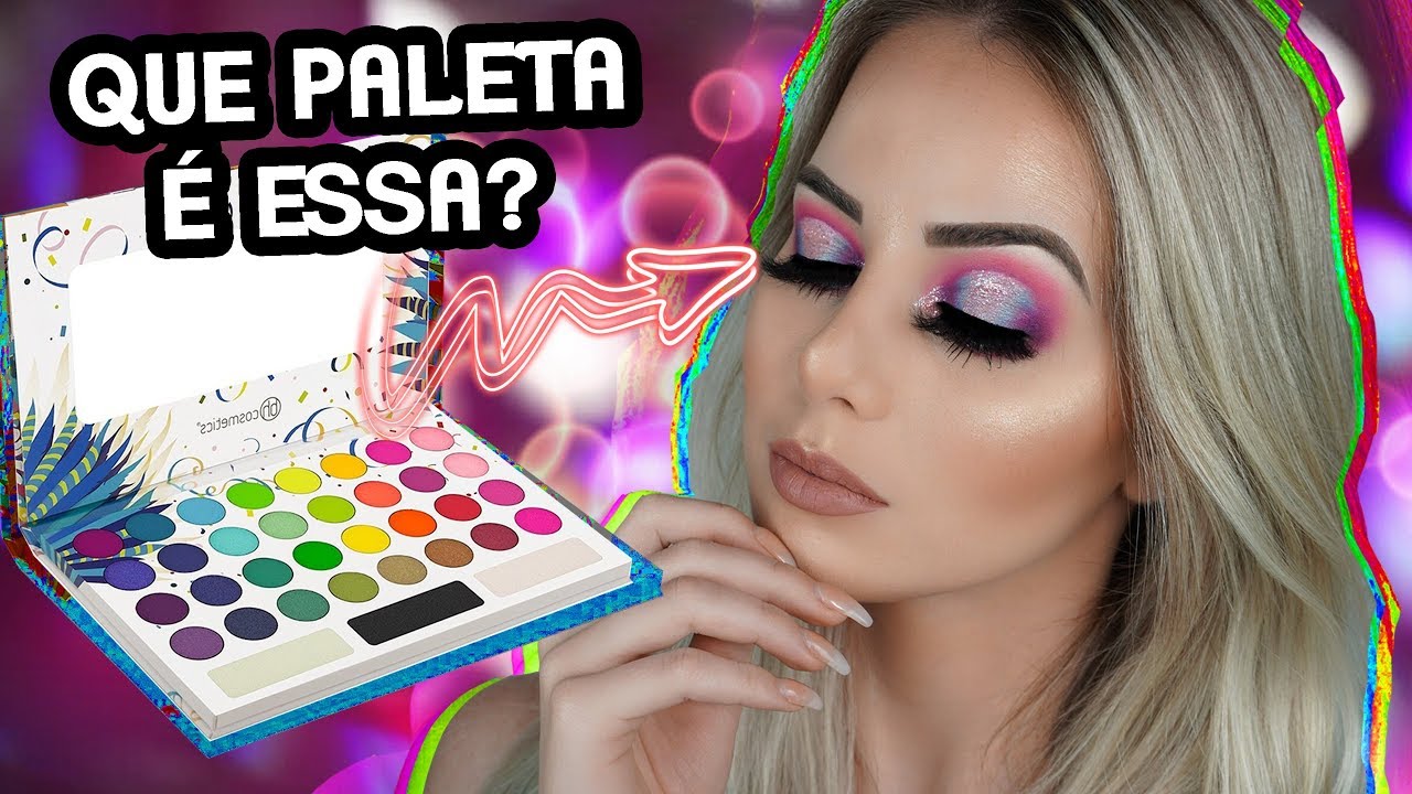 MAKE COM PALETA COLORIDA GRINGA + REVIEW