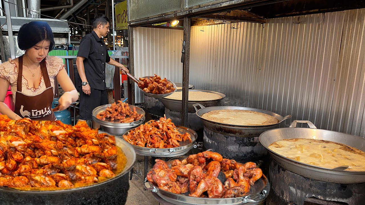 Crowds of Customers! The Best Fried Chicken Sold by a Beautiful Lady | Thai Street Food