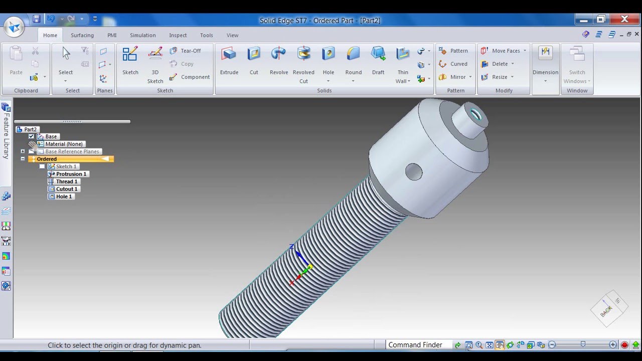 Simple way to create Screw Spindle for Screw jack assembly using SOLID EDGE ST7 software