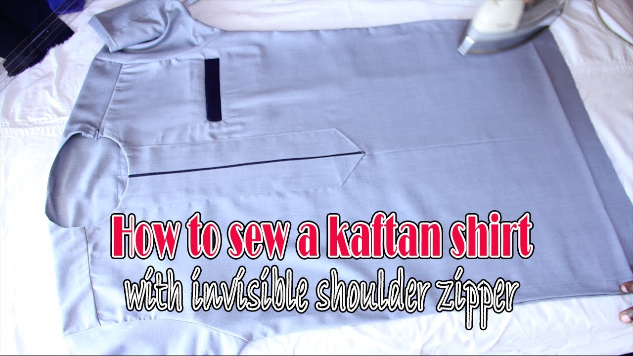 How to sew Kaftan shirt with invisible shoulder zipper