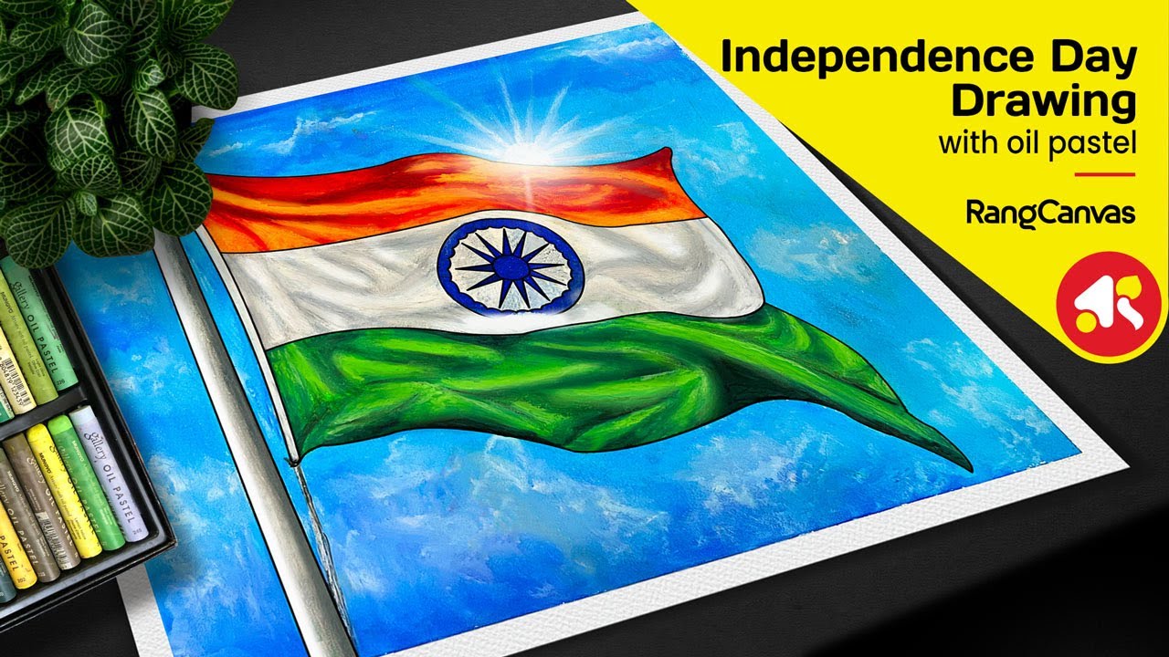 Independence Day drawing with oil pastel | Independence Day drawing easy| 15th August - Rang Canvas
