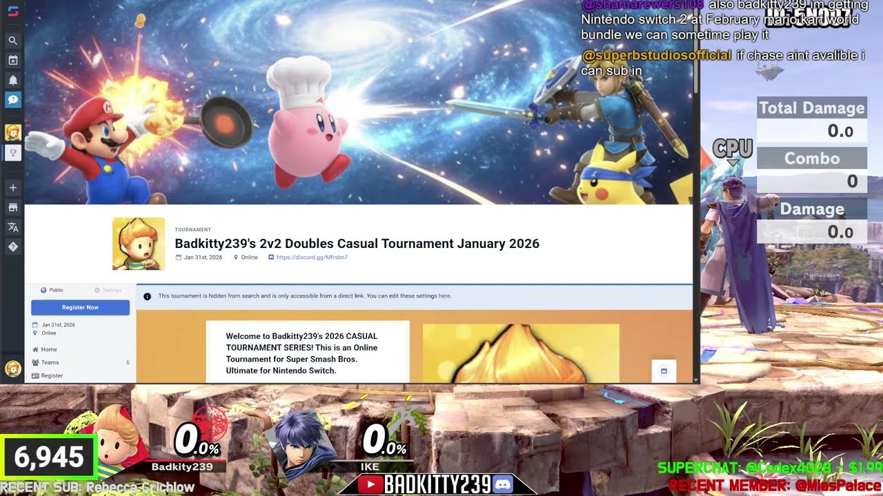SMASH BROS ULTIMATE🔴CLICK NOW🔴DOUBLES TOURNAMENT🔴ANYONE JOINS