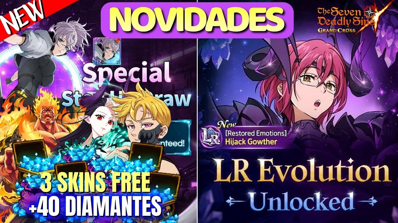 40 DIAMANTES + 3 SKINS GRÁTIS!GOWTHER LR + NOVA MONO DESPERTADA!LABIRINTO SUBTERRÂNEO TEMP 21 - 7DS