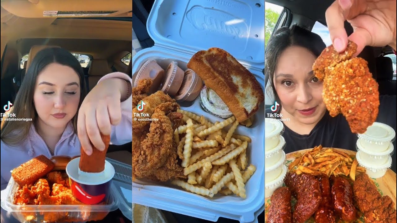 TIKTOK COMPILATION ✮ Daves hot chicken, Wingstop, Raising canes & Chillis