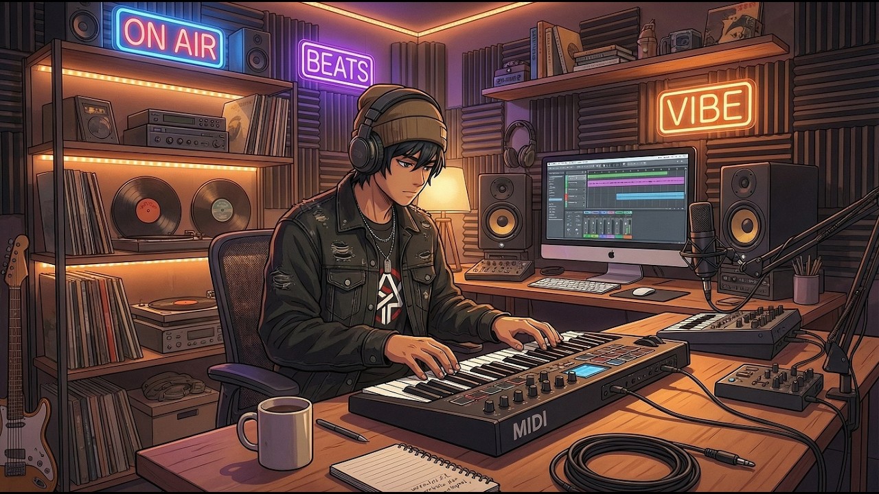 Neon Studio Vibes 🌌 8 Hours of Lofi Beats to Focus, Relax & Create