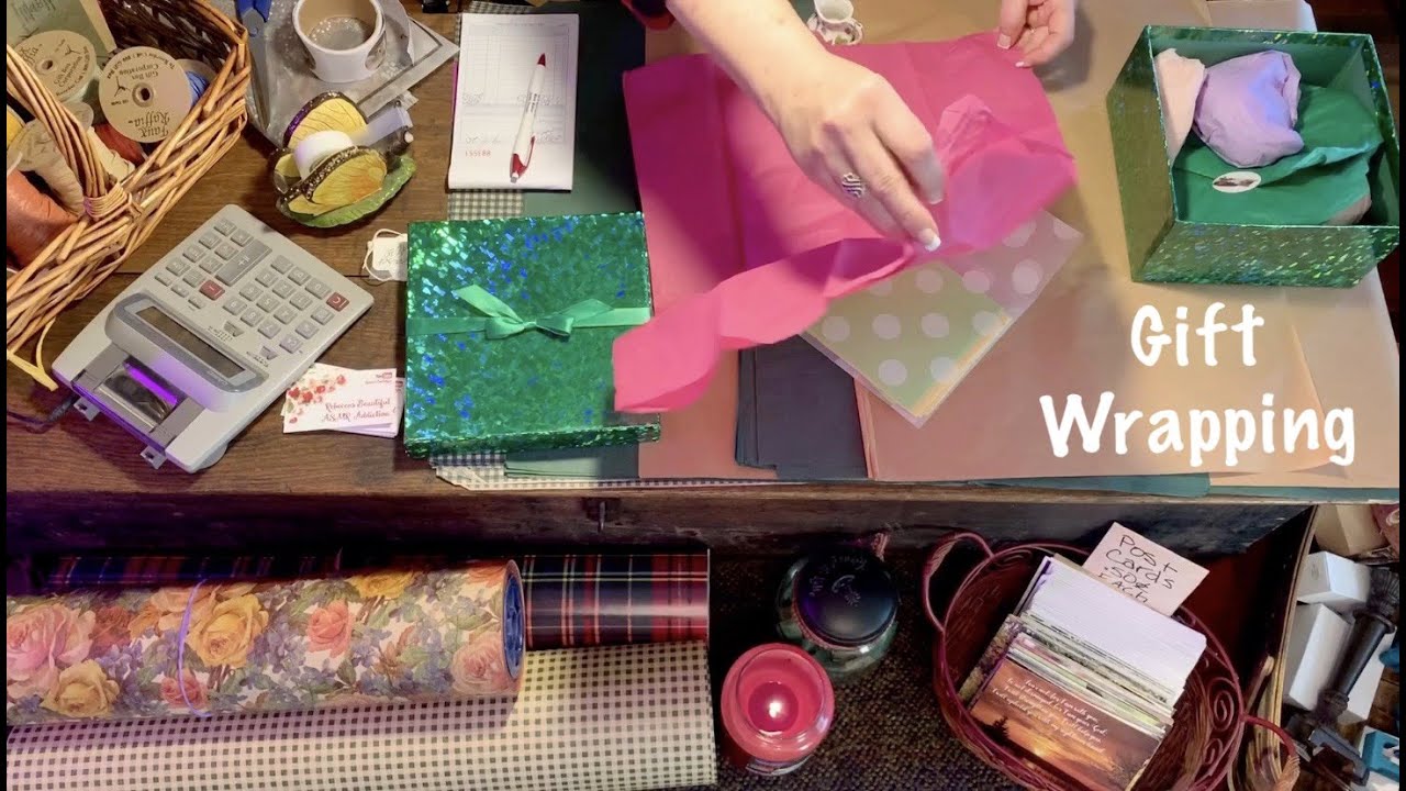 ASMR Request/Gift wrapping at gift shop (No talking) Tissue paper, bagging