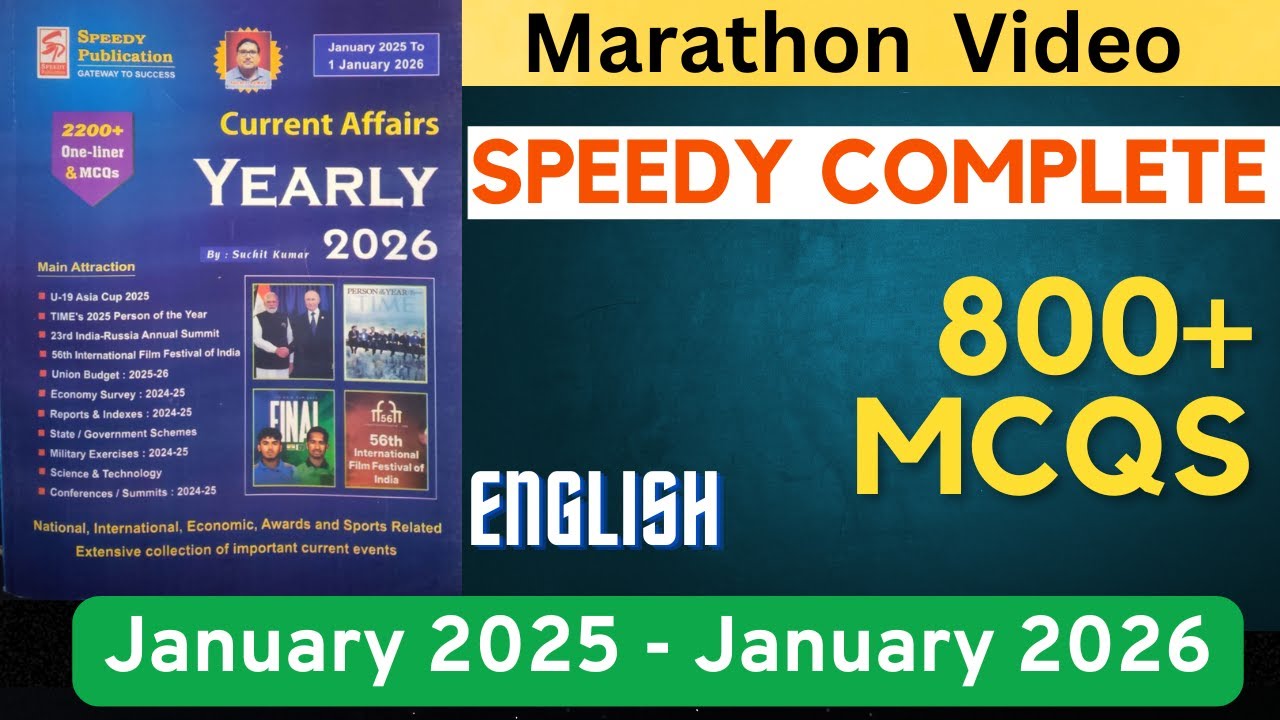 Speedy Current Affairs JANUARY 2026 RAPID REVISION [ 800+ MCQ ] January 2025 - January 2026