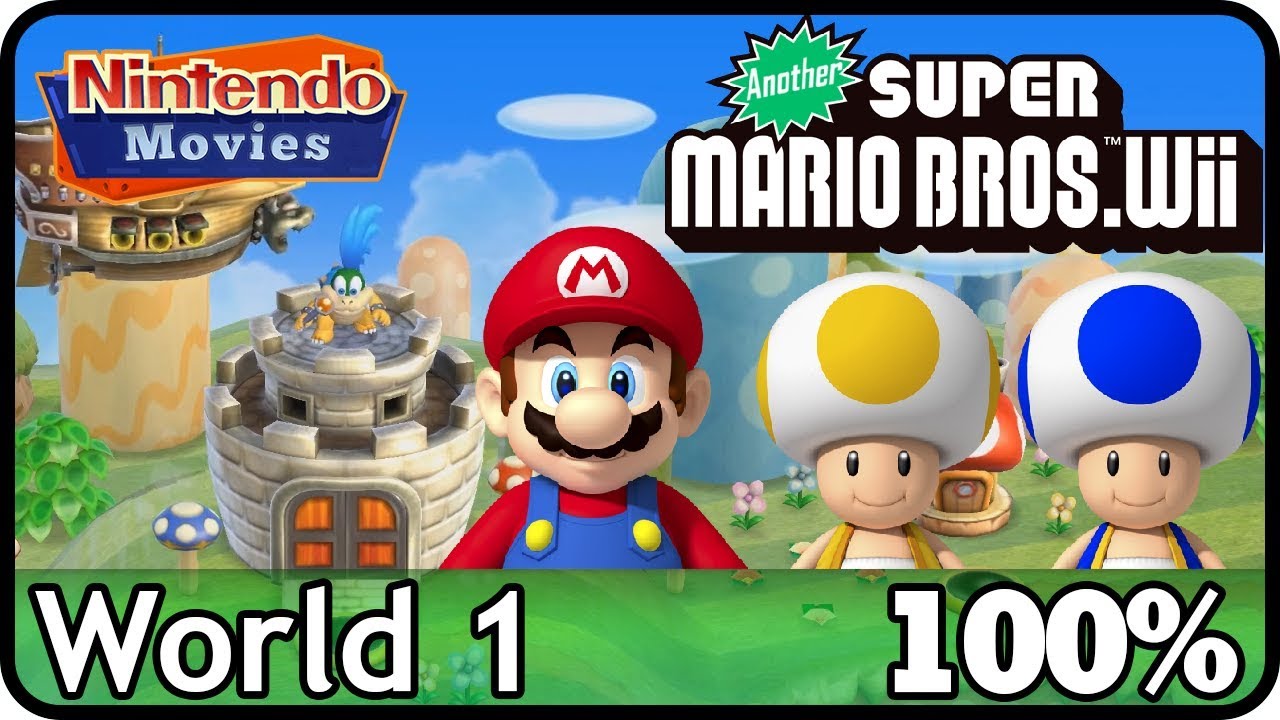 Another Super Mario Bros. Wii - World 1 (100%, Multiplayer)