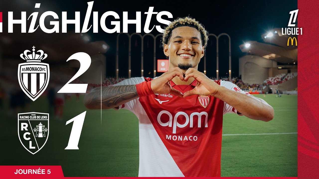 HIGHLIGHTS, AS Monaco 2-1 RC Lens (J5 Ligue 1)