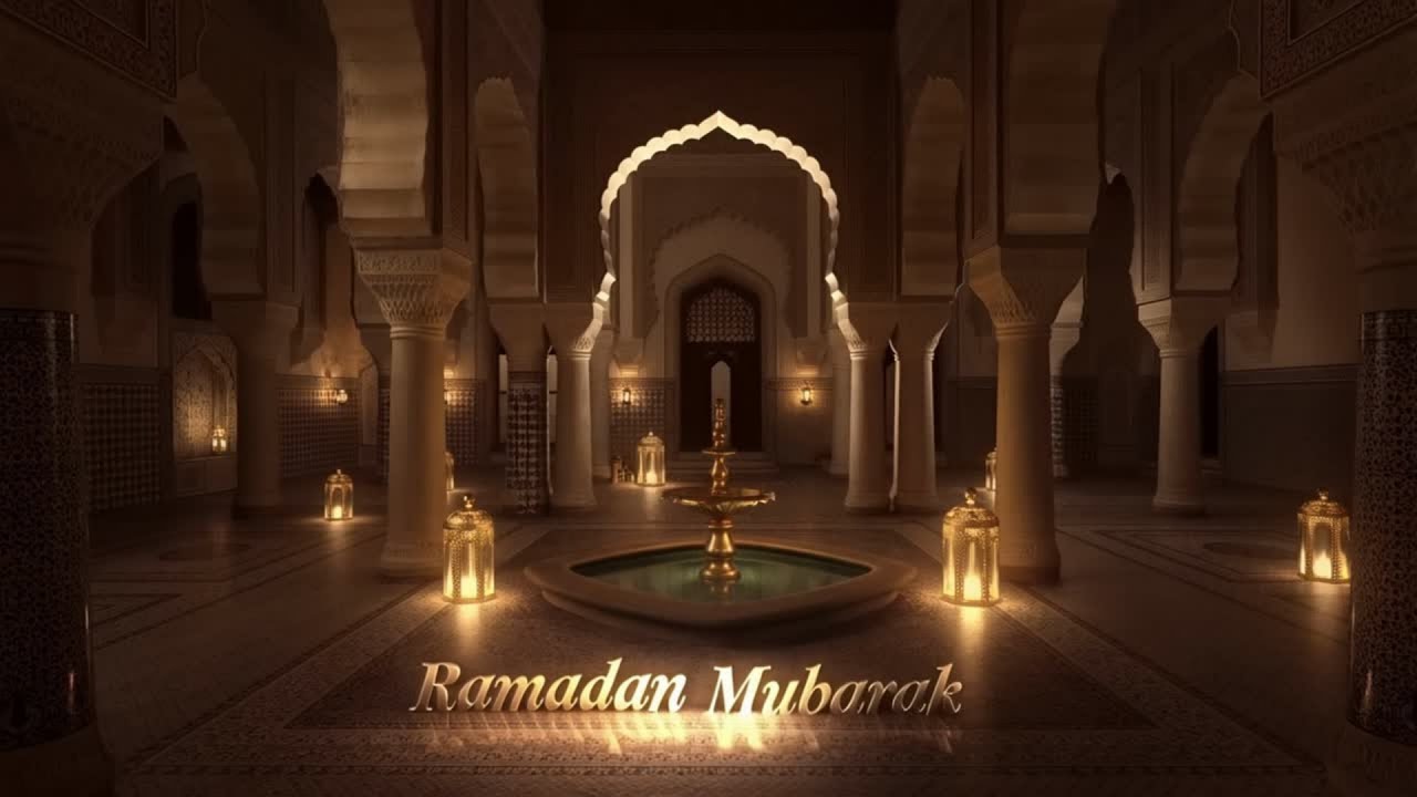 Ramadan Mubarak 2026 | Peaceful Golden Mosque Ambient Screensaver