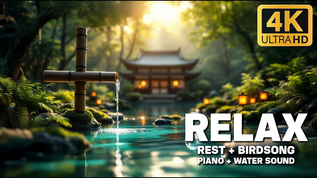 Soothing Bamboo Water Sounds 🌙 Healing Music for Peaceful Sleep and Deep Rest