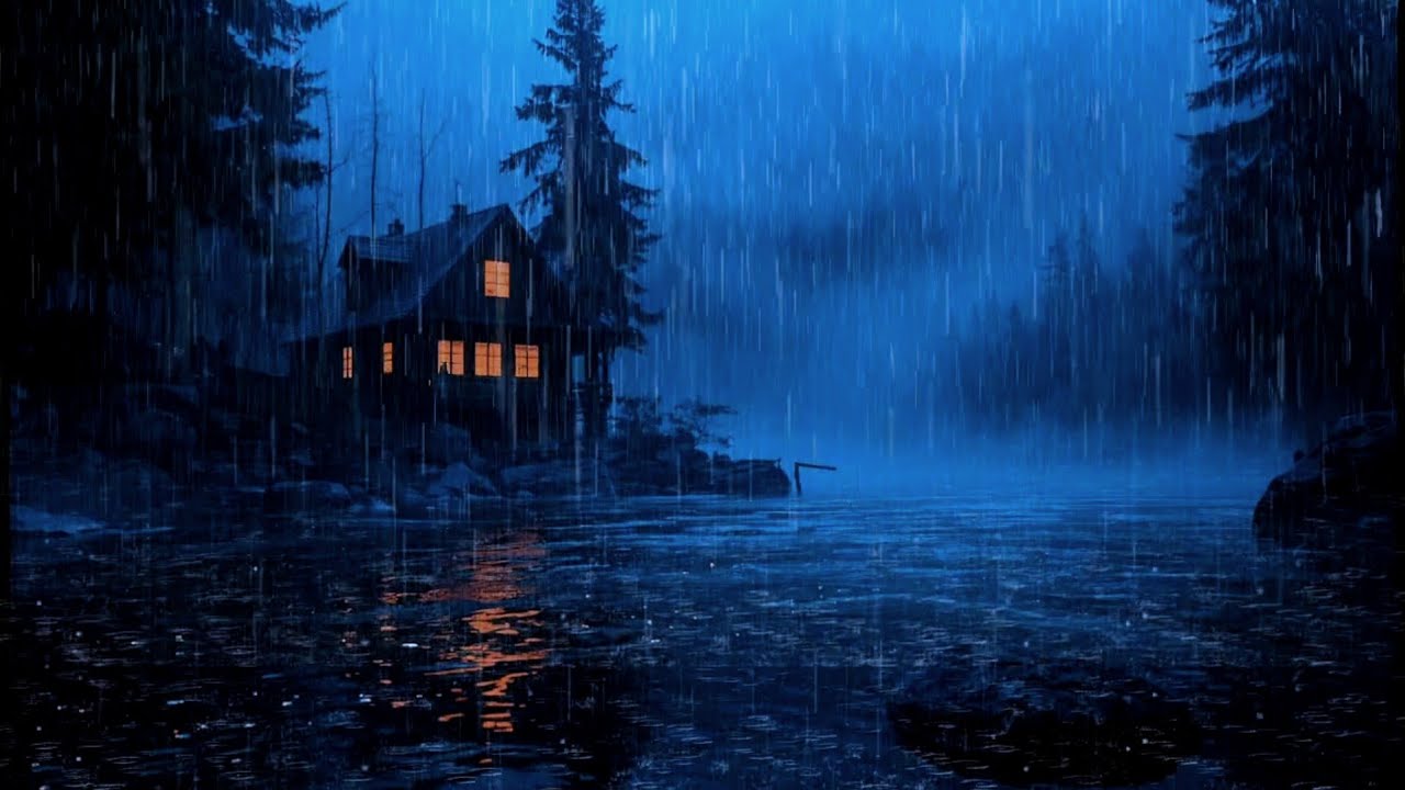 Rainy Forest Cabin ASMR – Gentle Rain, Lake Reflections & Cozy Night Ambience