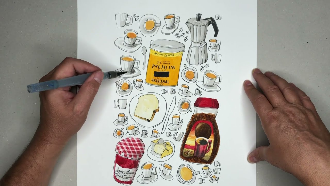 Drawing a Breakfast composition
