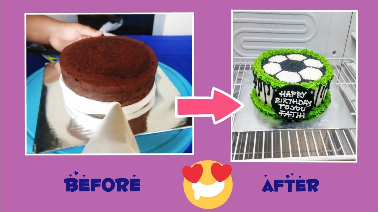 Tutorial menghias kue ulang tahun motif bola, mudah dan simple