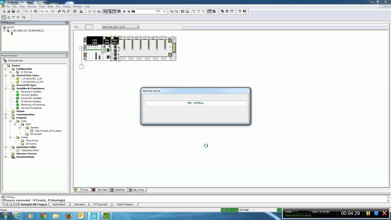 Unity Pro Altivar Process Drive DTM communications