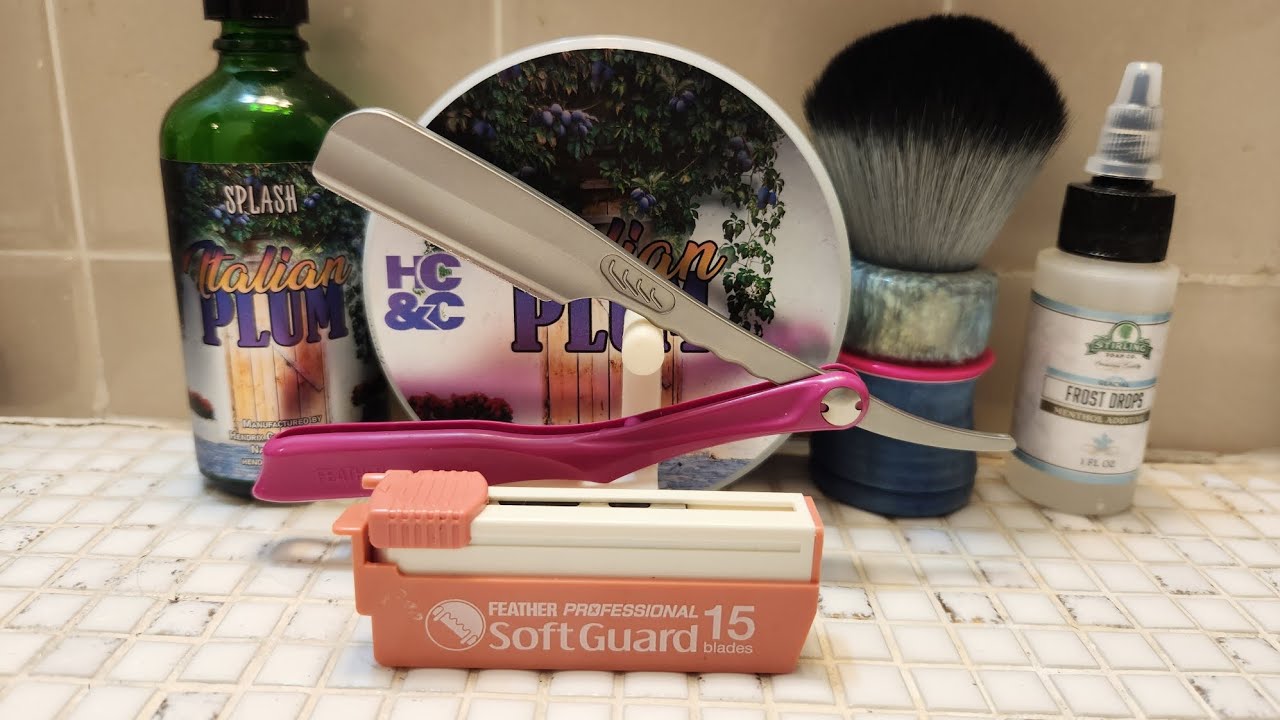 #MenthHeadWeek ~ HC&C Italian Plum ~ Feather Artist Club SS ~ Chisel & Hound Shave Brush