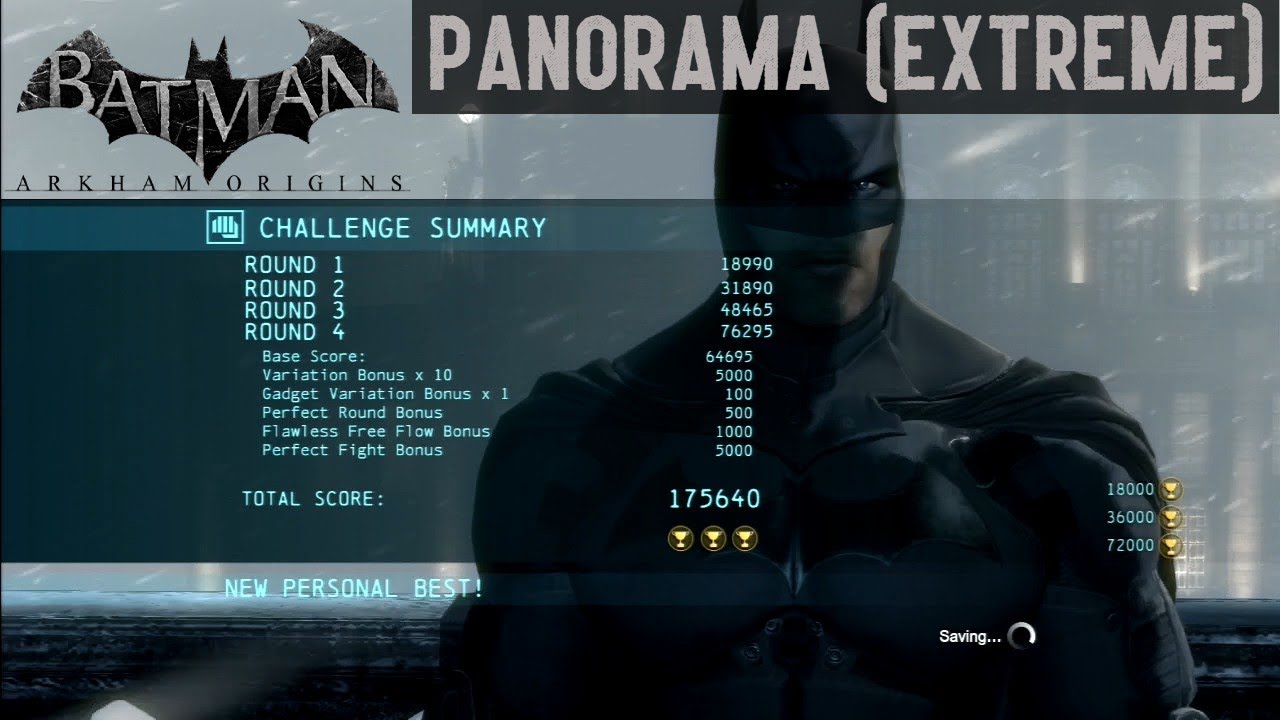 Panorama (Extreme) Combat Challenge 3 Medals Perfect Fight Batman Arkham Origins