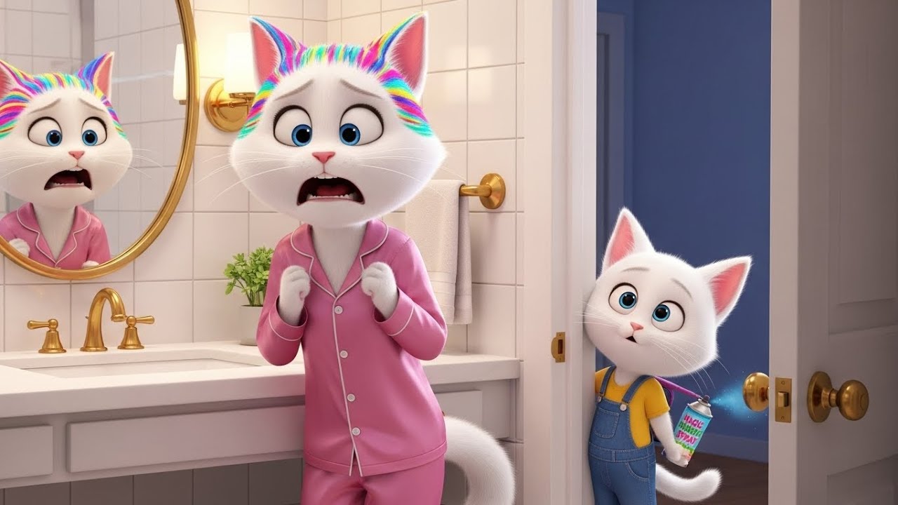 Naughty Kitten Dyed Mom’s Hair Rainbow 🌈 While She Was Sleeping 😴 Mom Woke Up Shocked 😱