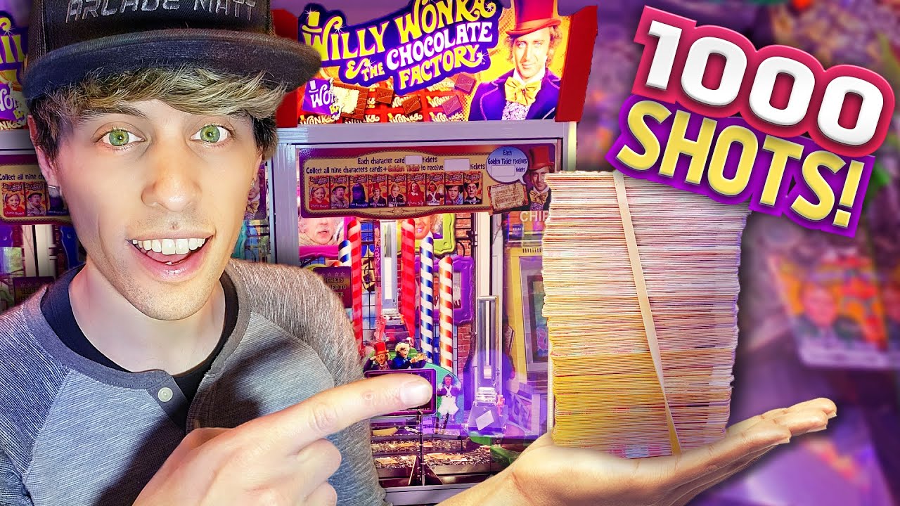 Cashing in a HUGE Stack of Cards at a Willy Wonka Coin Pusher