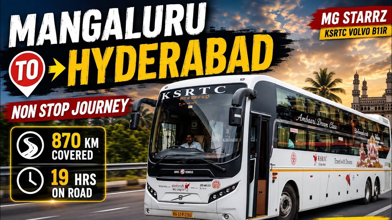 MANGALORE to HYDERABAD bus | KSRTC AMBAARI DREAM CLASS VOLVO MG STARZ bus journey | 18HRS😳