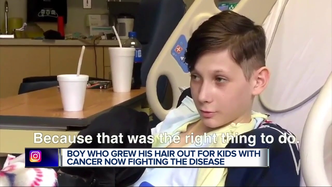 Boy who grew his hair out for kids with cancer now fighting the disease