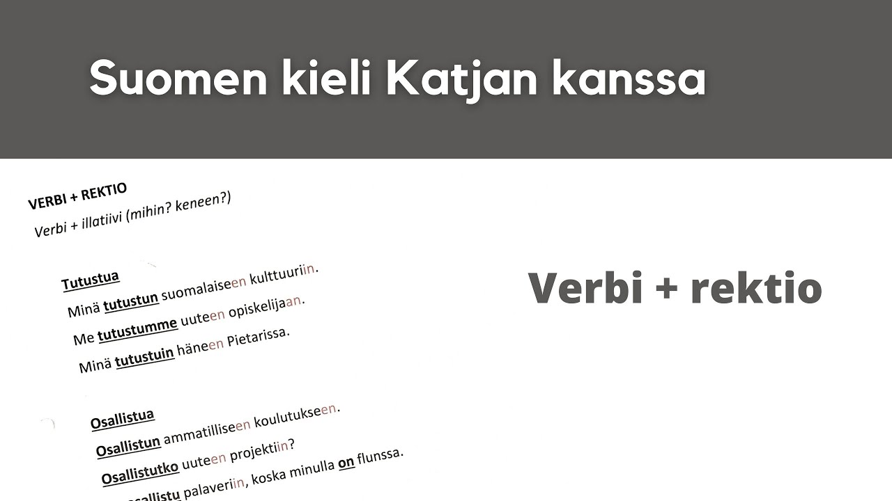 Verbi + rektio | Suomen kieli Katjan kanssa