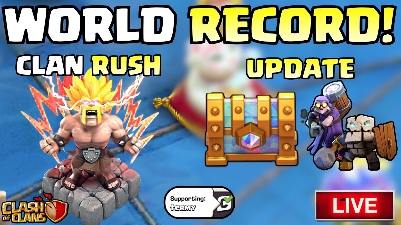 June Update and WORLD RECORD 11 MINUTES COMPLETED FOR CLAN RUSH! (Clash Of Clans LIVE)