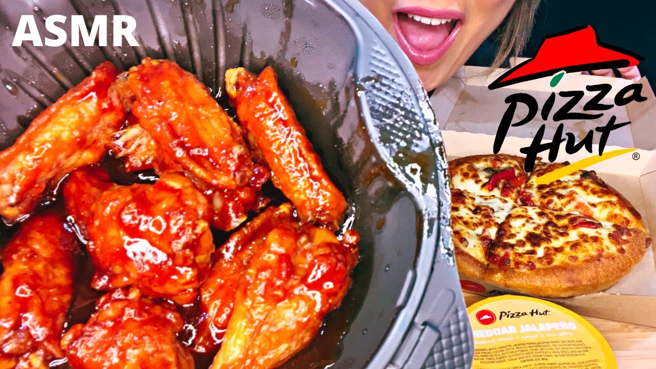 ASMR PIZZA HUT MUKBANG PIZZA & WINGS (EATING SOUNDS) no talking | Mandy Foods ASMR