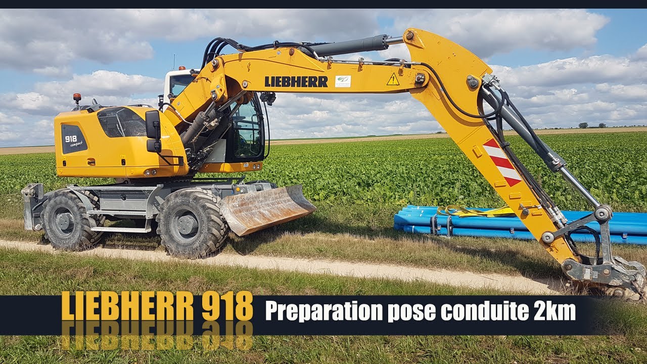 Liebherr918 Préparation pose conduite d'eau 2km