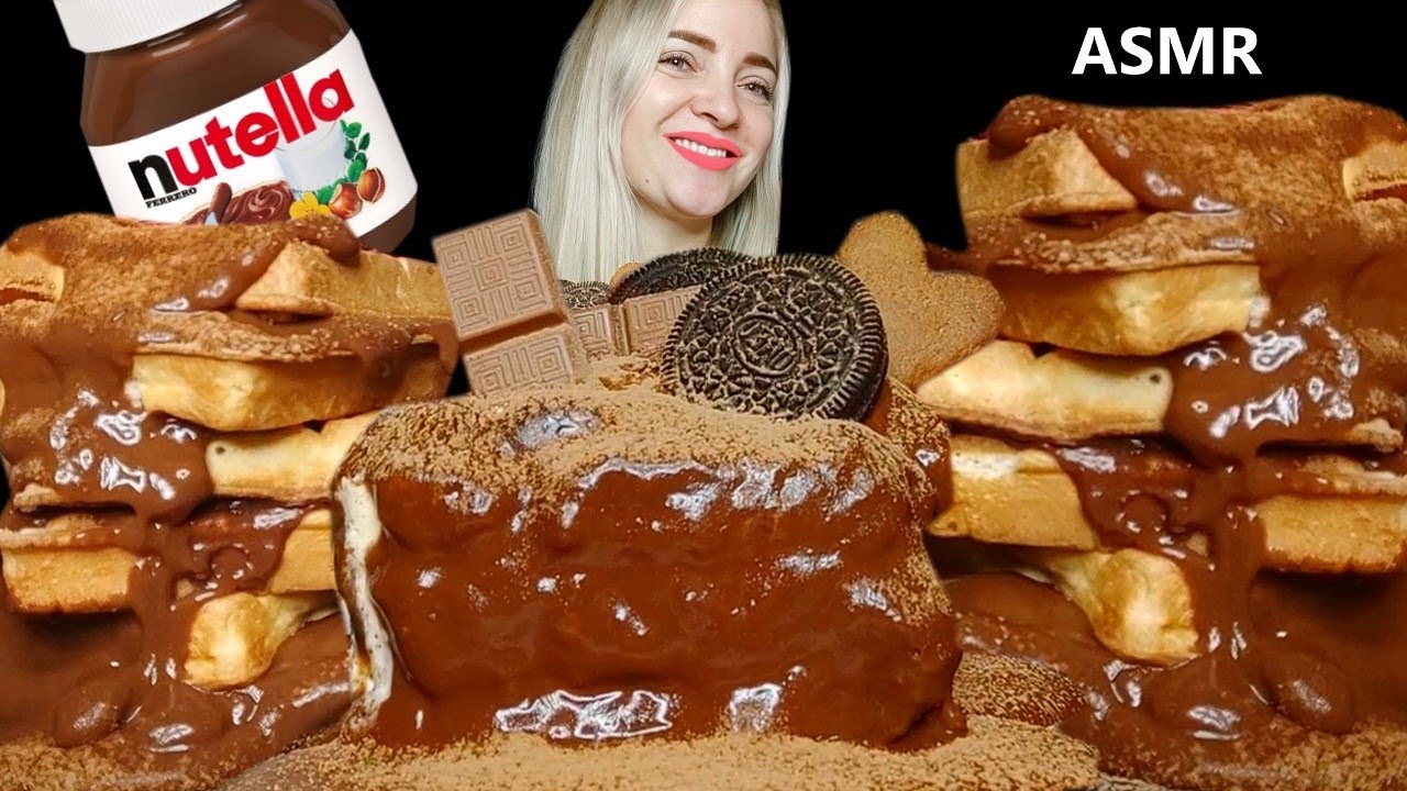 CHOCOLATE CAKE vs NUTELLA WAFFLES MUKBANG | 무방 초콜릿 케이크 대 누텔라 와플 | ASMR EATING CHOCOLATE DESSERTS