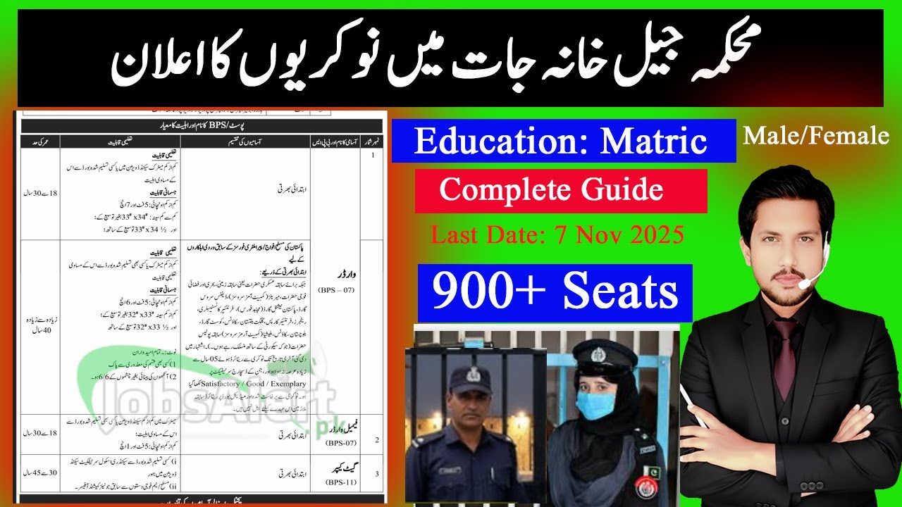 Prison Department Jobs 2025 | KPK Jail Police Warder & Gate Keeper Complete Guide