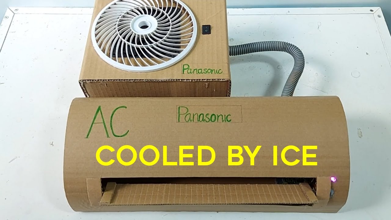 How to make a mini toy air conditioner out of cardboard || ice-cooled || model panasonic