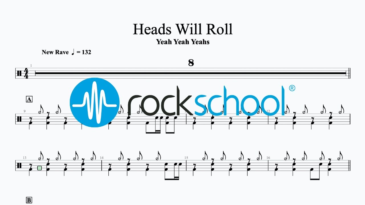Heads Will Roll - Yeah Yeah Yeahs, Rockschool 2024 Drums Grade 3