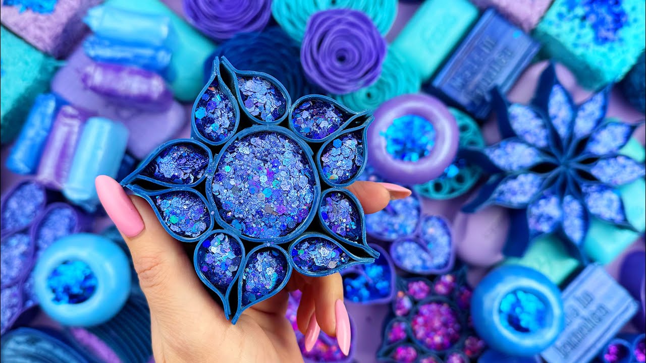 Relaxing ASMR Soap Art: Crushing Colorful Soap, Cutting cubes, and Creating with Glitter and Foam!