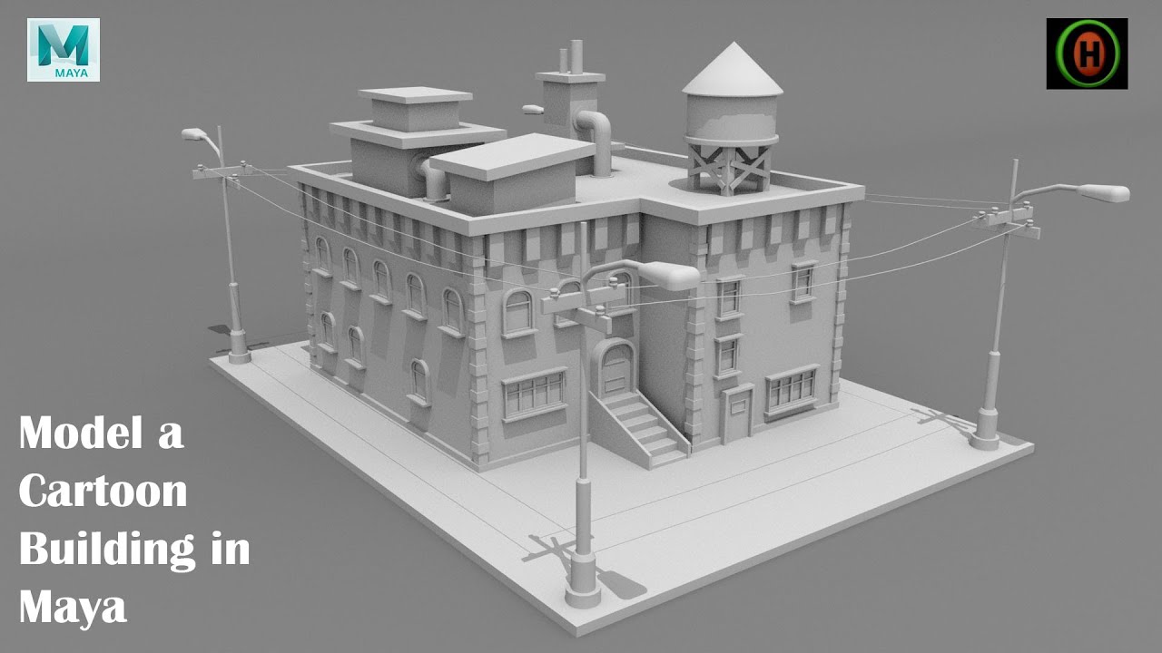 Autodesk Maya | Model a cartoon Building in maya | M#2