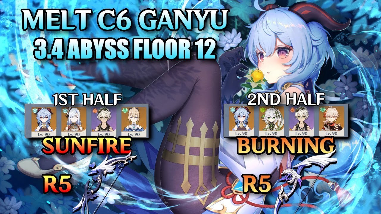 GODLY Melt C6 Ganyu in 2 STYLES! SUNFIRE & BURNING GAMEPLAY | 3.5 Abyss Floor 12 (9 stars)