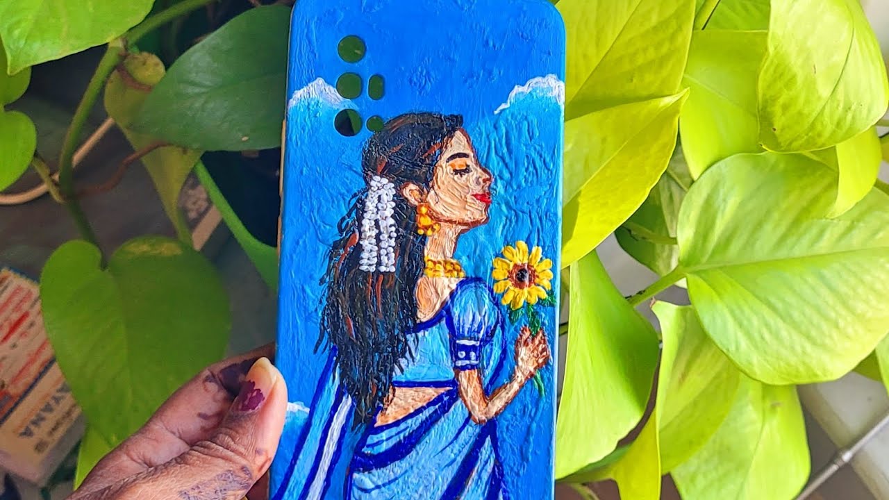 Mobile Case Painting | Phone case art | Phone Cover Paint | DIY | Sunflower| Handpainted Phone case 