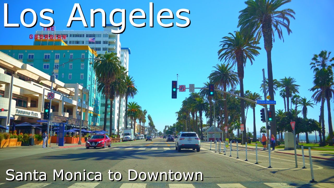 Los Angeles, CA. - 4K HDR - Relaxing Ride, driving Santa Monica blvd. to Downtown L.A.