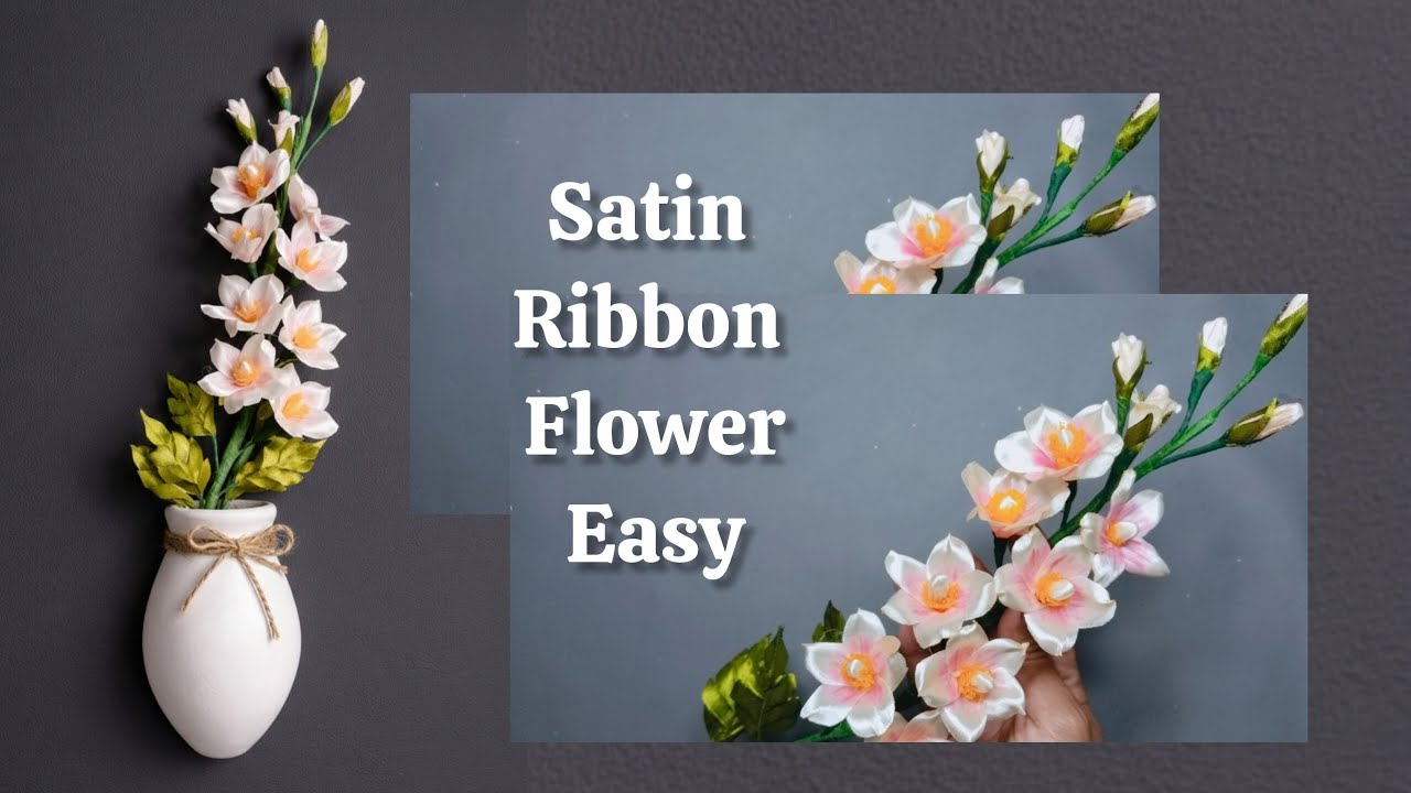 You have to believe🥳🌼you can make simple satin ribbon flowers from 2.5 cm ribbon, easy and beautiful