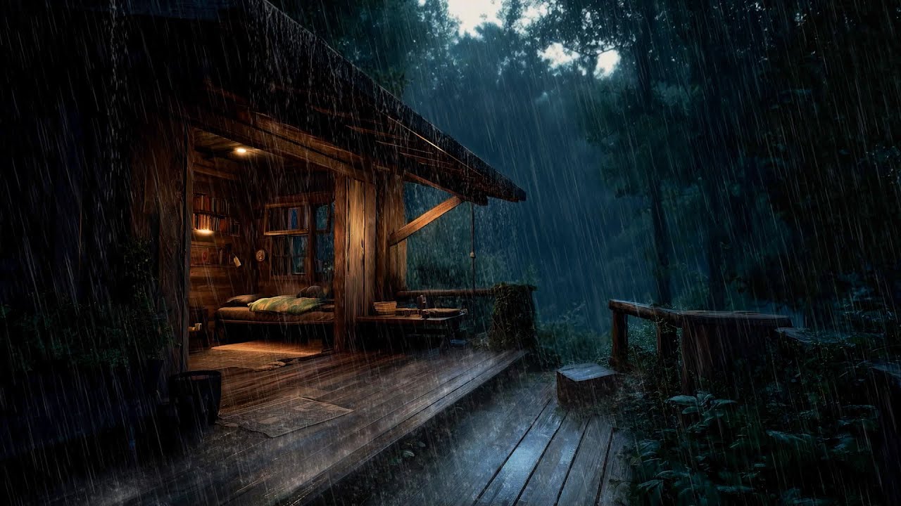 Gentle Rain at a Quiet Forest Cabin - Soft Piano Music for Deep Sleep and Inner Calm