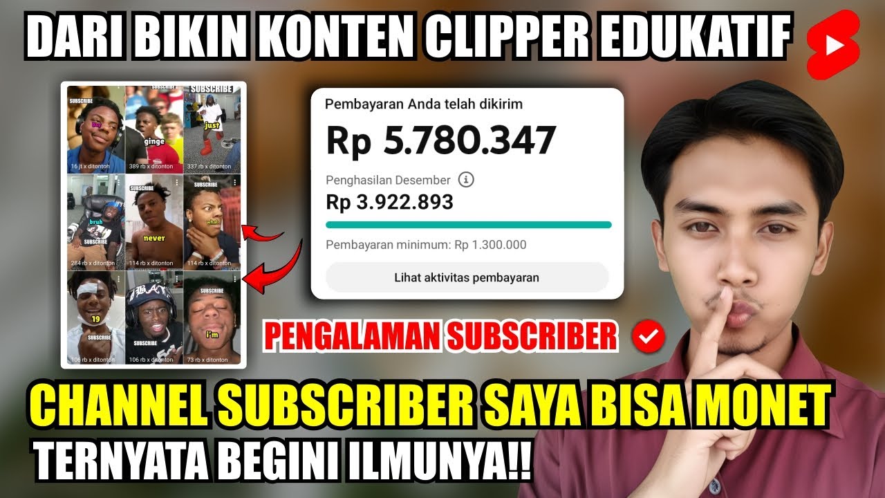 Proses Subscriber Saya Membangun Channel Clipper Edukatif Sampai Monetisasi di Youtube Shorts