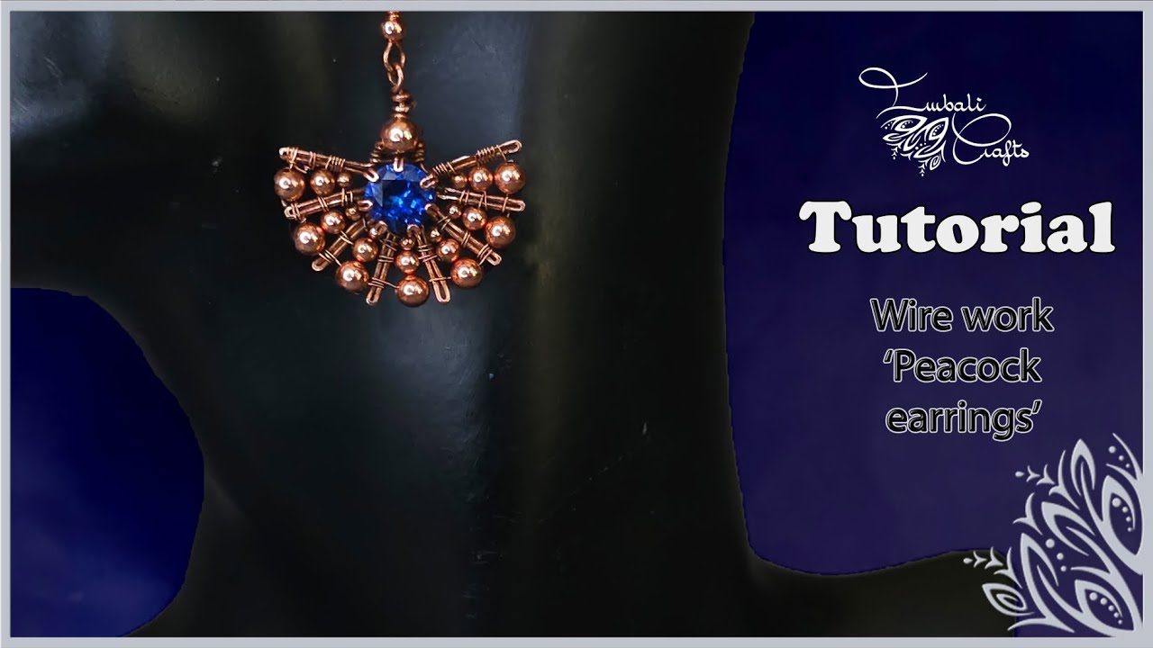 Peacock earrings with a prong set focal stone - wire wrapping tutorial 