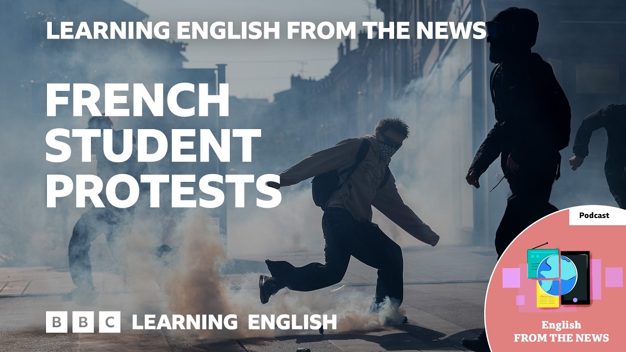 BBC Learning English from the News | Riot police clash with school protesters in France