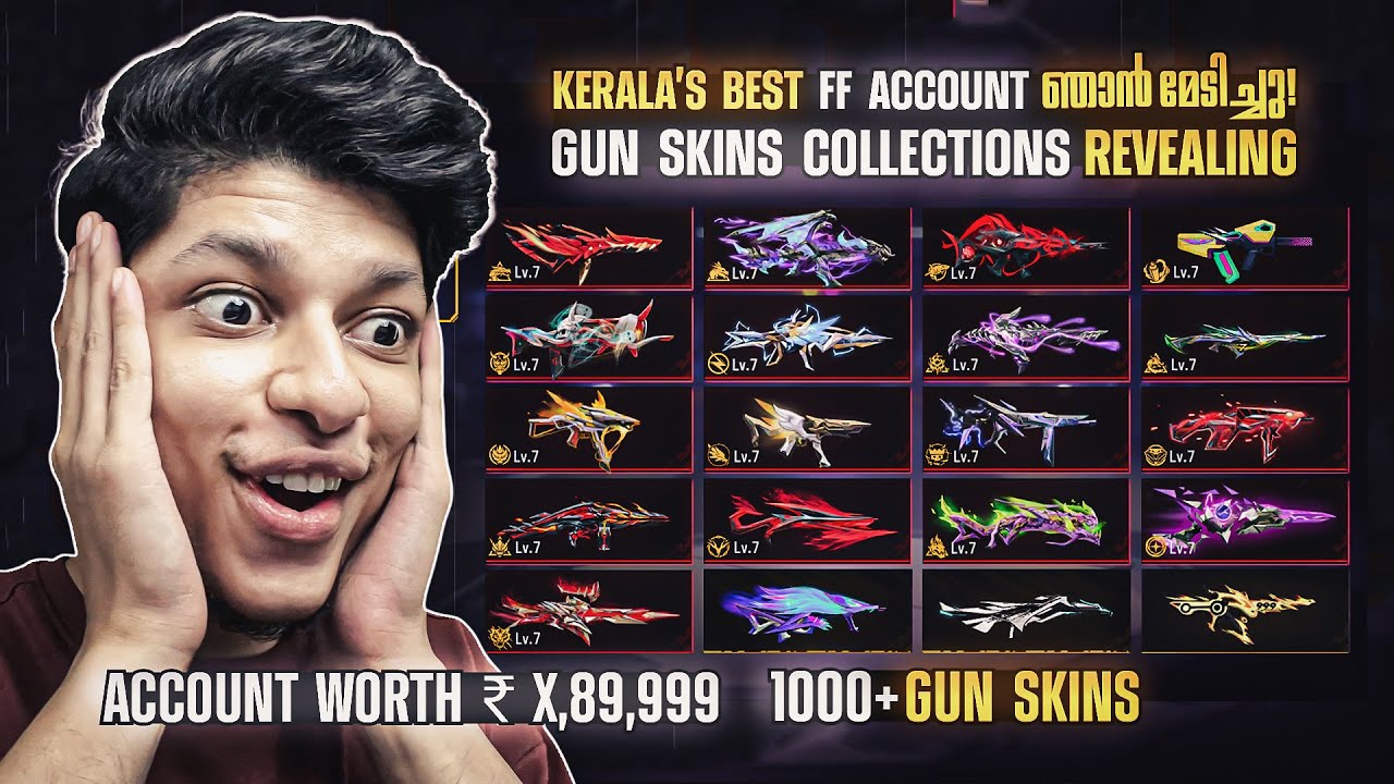 Kerala&rsquo;s Best FF Account ഞാൻ മേടിച്ചു 😱 New Acc Gun Skins Collections Revealing 😨 Free Fire