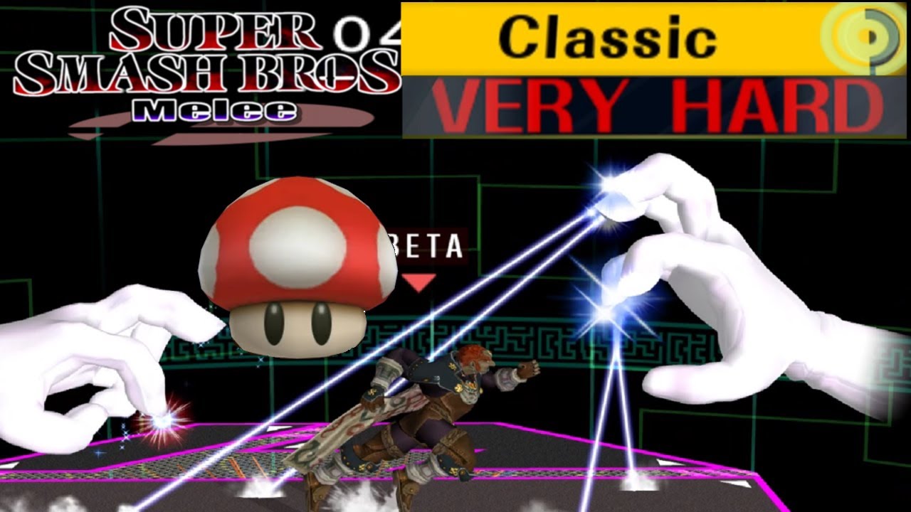 Super Smash Bros. Melee - Classic Mode Gameplay with Giant Ganondorf (VERY HARD)