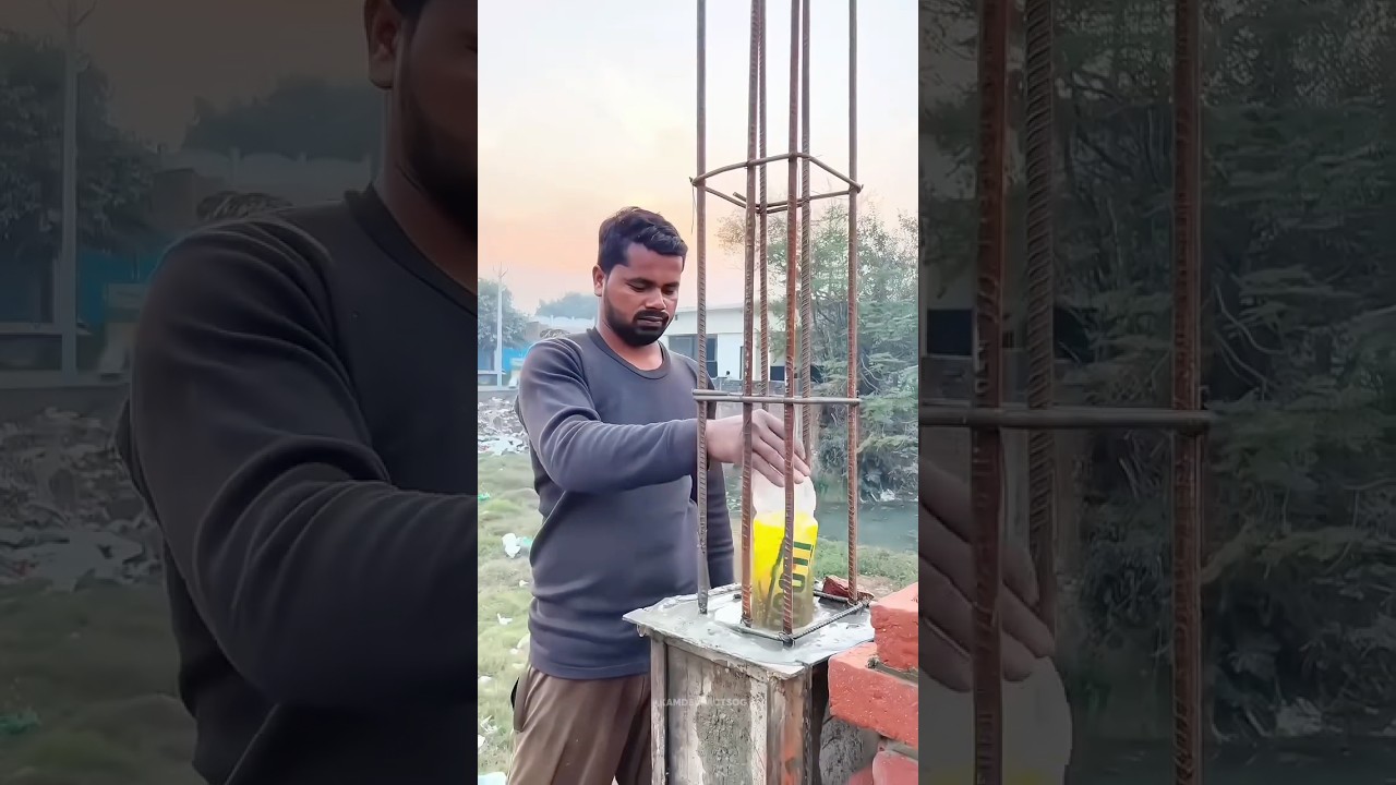Why Indian Workers Put Plastic Bottles in Concrete Pillars 🥤🏗️ #shortvideo