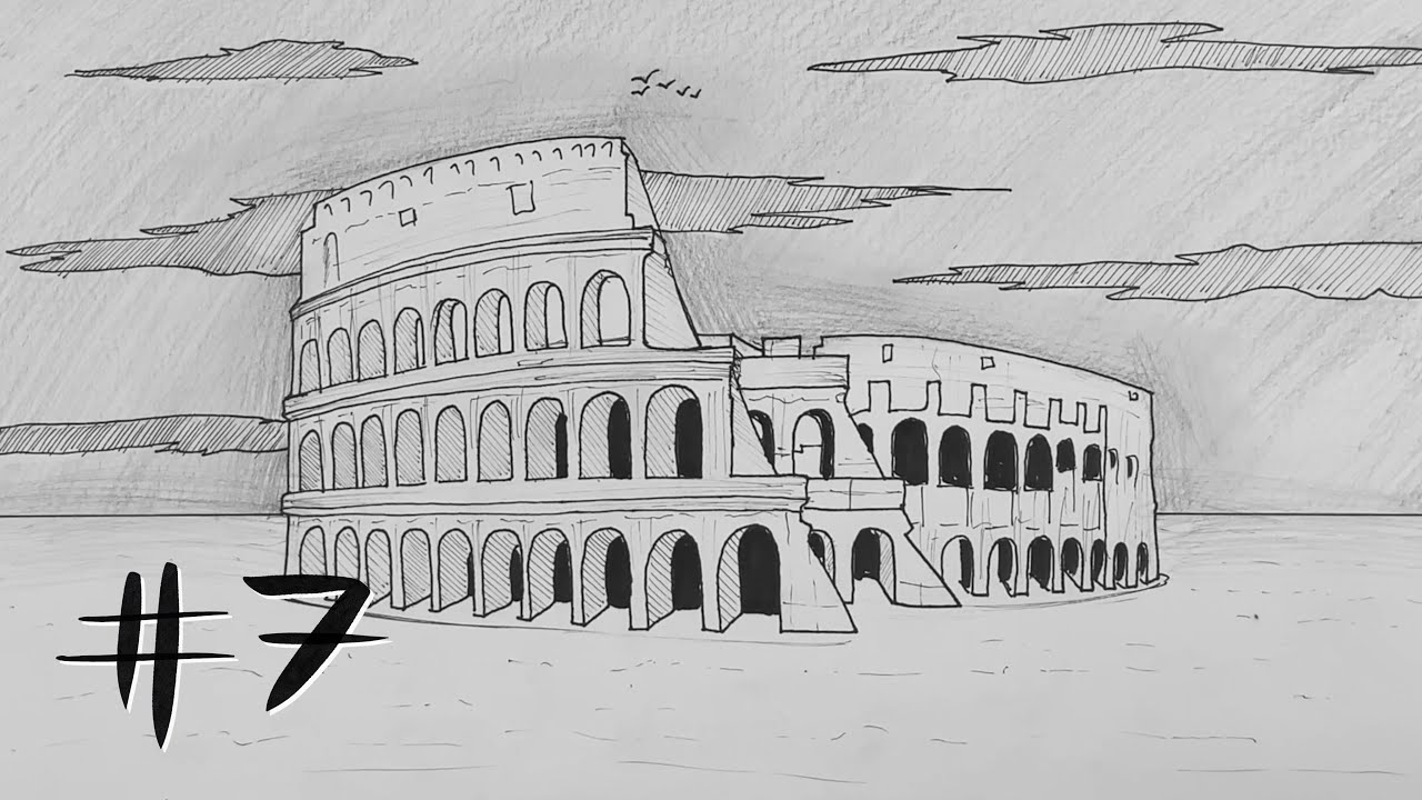 Mekan Nasıl Çizilir? (HowToDrawPerspective) - İki noktalı perspektifte Roma Collessium (kolezyum) #7